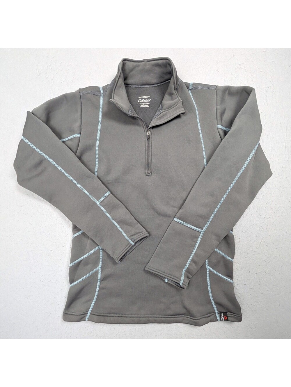Cabelas Womens XL Polartec Quarter Zip Pullover Gray Fishing Outdoor Graphic